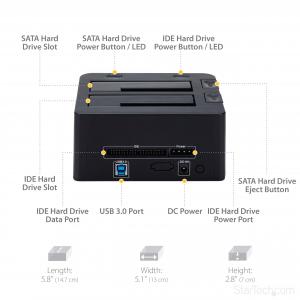 Startech UNIDOCKU33 Dual-bay Hard Drive Dock For 2.53.5 Sata And Ide D