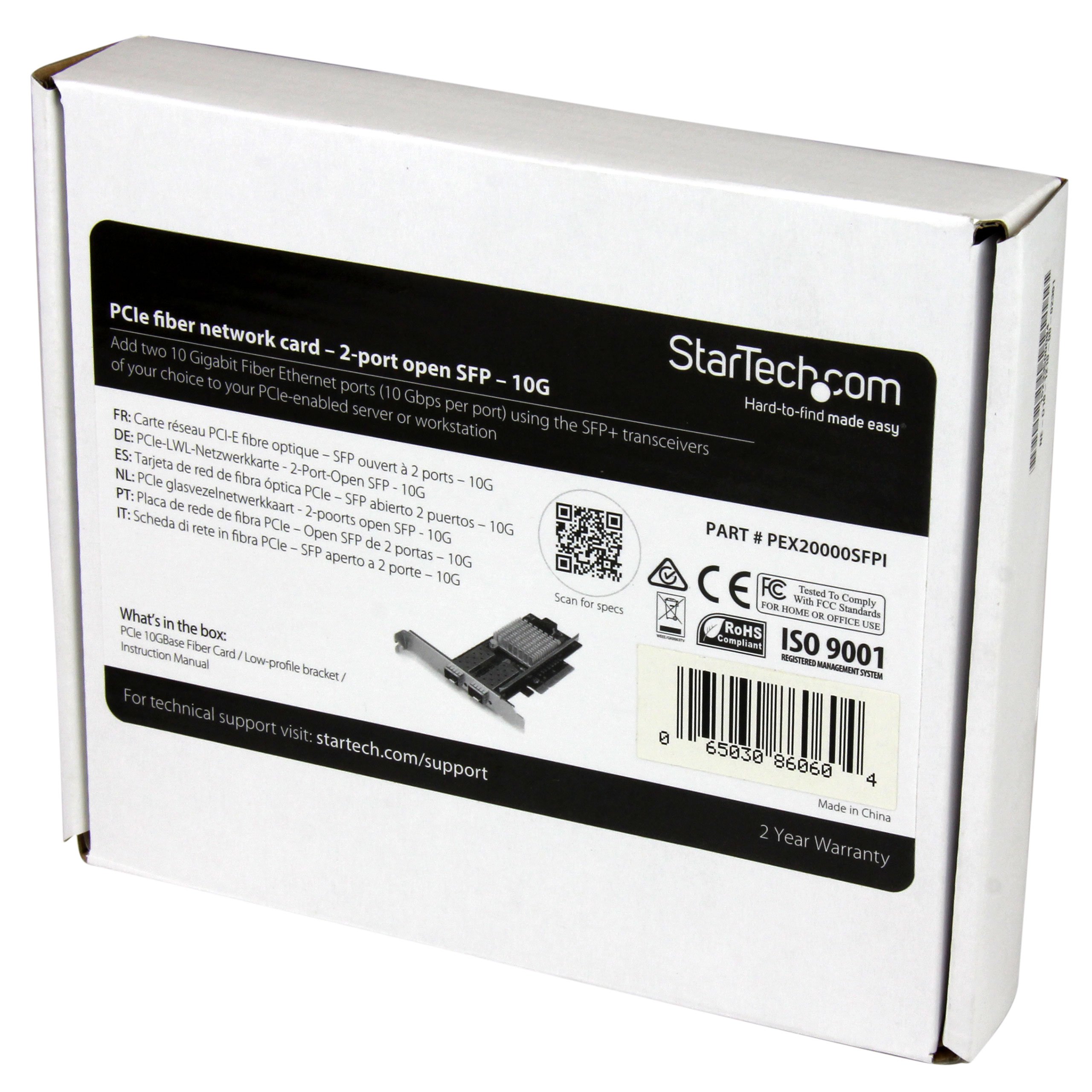 Startech PEX20000SFPI 2port 10g Fiber Nic Opn Sfp