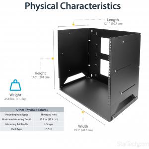 Startech WALLSHELF8U 8u Wall Rack W Shelf Taa