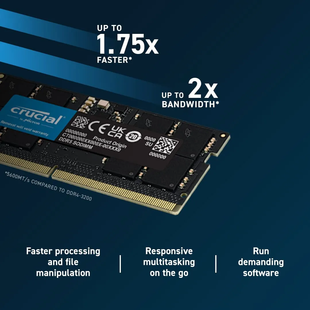 Crucial CT16G56C46S5 16gb Ddr5 5600 Sodimm Laptop Memory Module