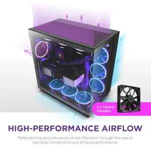 Nzxt CM-H91FB-01 H9 Flow Mid-tower Case With F120q Fans - Black