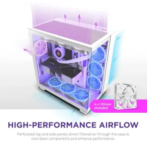 Nzxt CM-H91FW-01 H9 Flow Mid-tower Case With F120q Airflow Fan - White