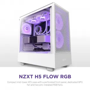 Nzxt CC-H51FW-R1 Cs Cc-h51fw-r1 H5 Flow Rgb (2023) Atx Mid Tower White