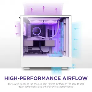 Nzxt CC-H51FW-R1 Cs Cc-h51fw-r1 H5 Flow Rgb (2023) Atx Mid Tower White