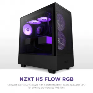 Nzxt CC-H51FB-R1 H5 Flow Rgb Atx Mid Tower Case - Black (2023)