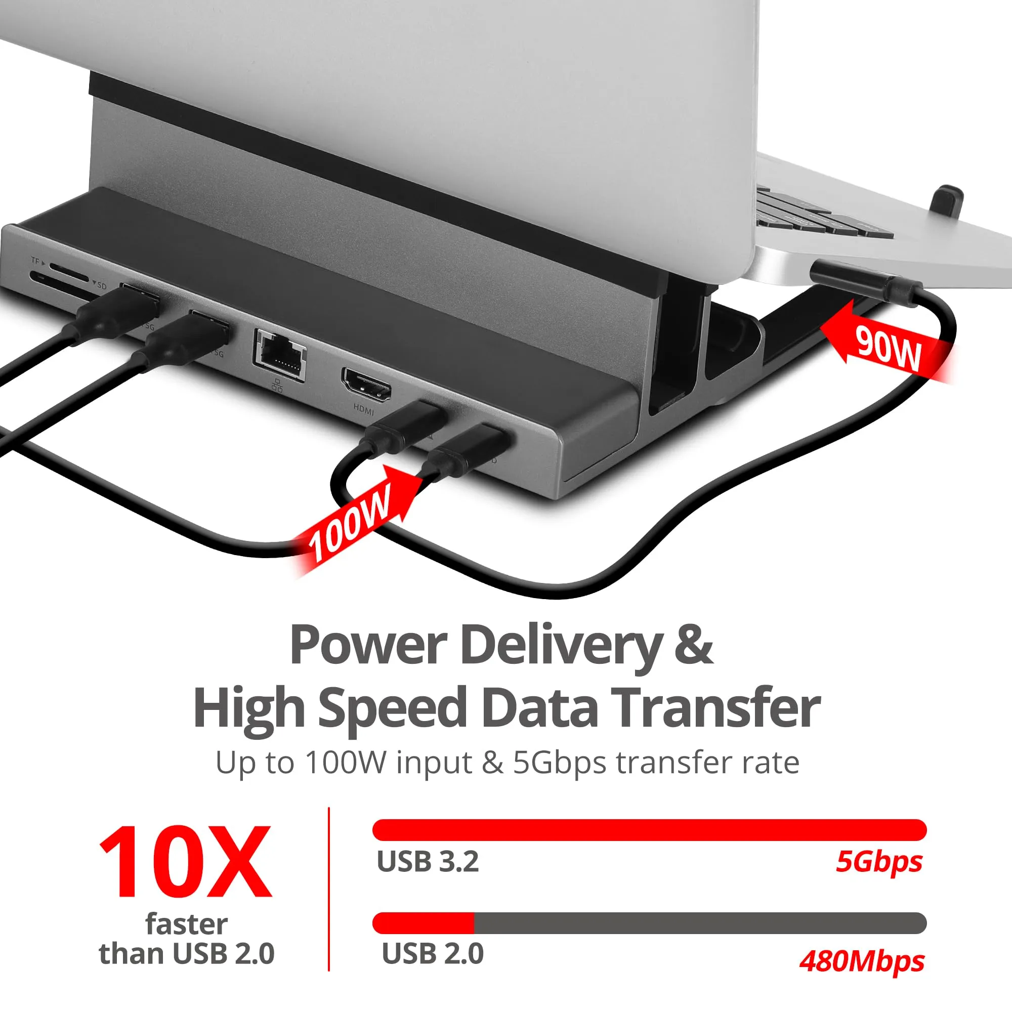 Siig CE-MTDK21-S1 Usb-c 4k Laptop Stand  Docking Station