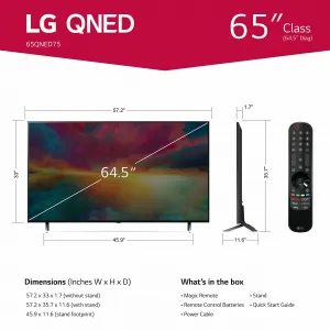 Lg 65QNED75URA 4k Uhd Nanocell Display Billion