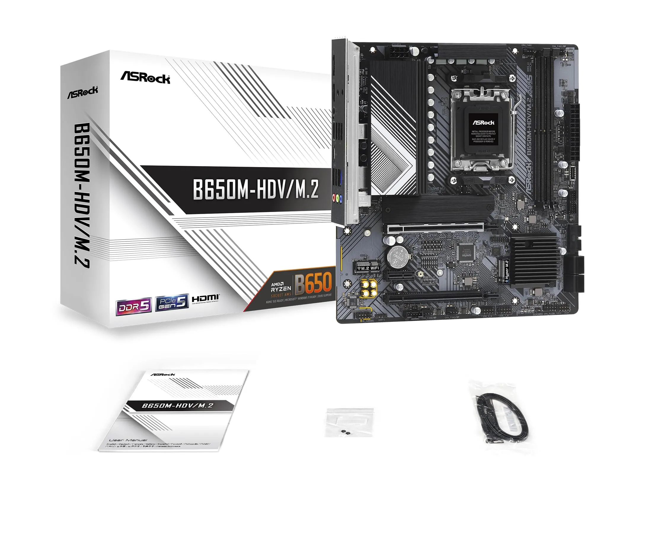 Asrock B650M-HDV/M.2 B650m-hdv Am5 Micro Atx Motherboard - Max 64gb Dd