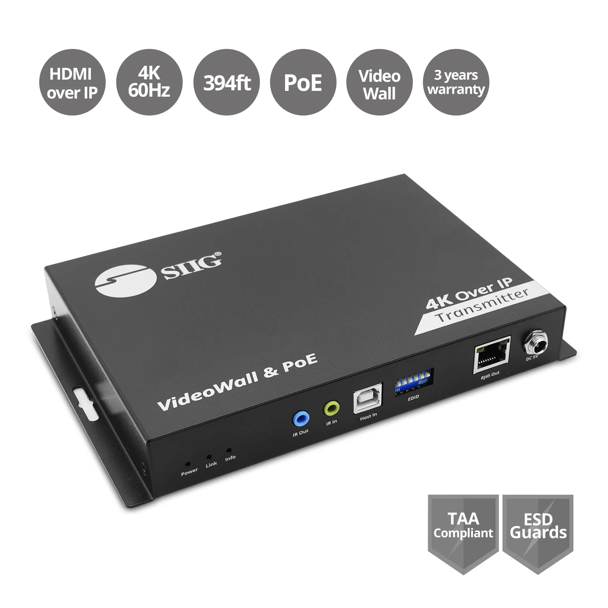 Siig CE-H27F11-S1 4k Hdmi Over Ip Matrix Transmitter - 60hz, Poe