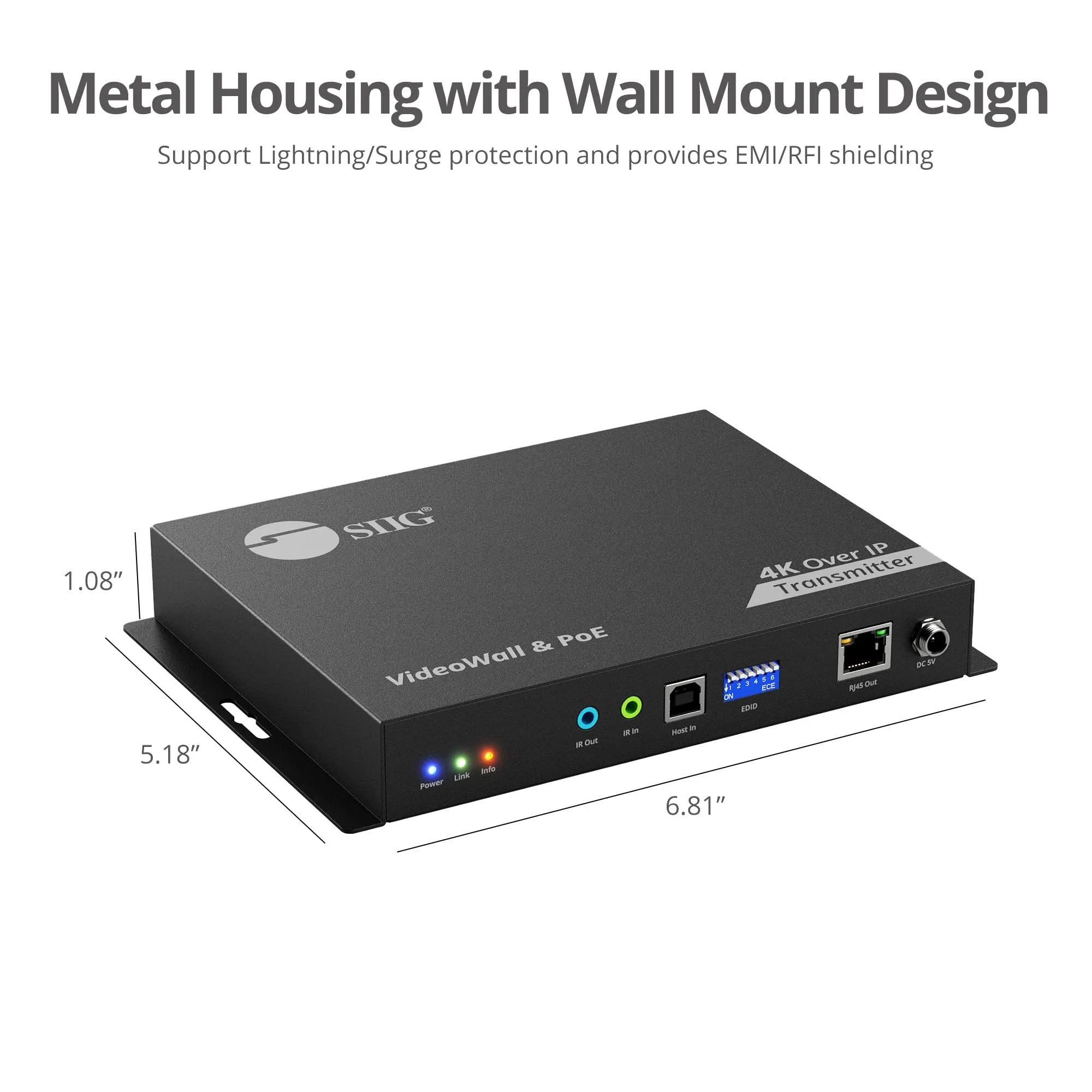 Siig CE-H27F11-S1 4k Hdmi Over Ip Matrix Transmitter - 60hz, Poe