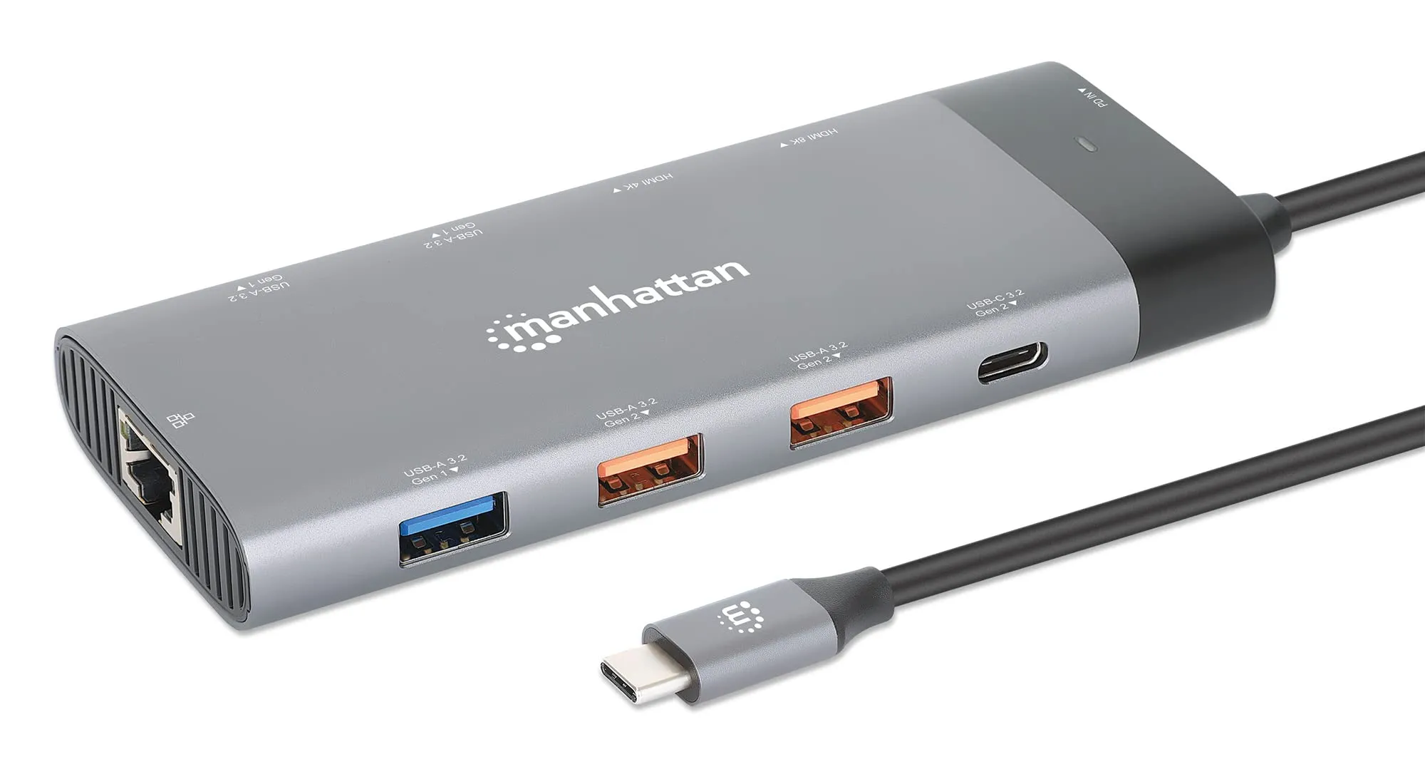 Manhattan 130714 Usb-c Pd 10-in-1 Dual Monitor 8k Docking Station  Mul