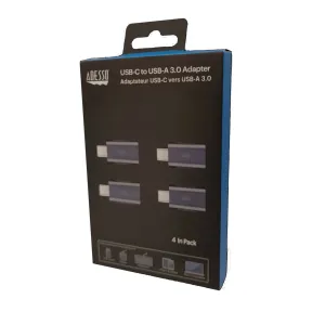 Adesso ADP-300-4 Female Usb-a To Male Usb-c Adapters (4 Pack)