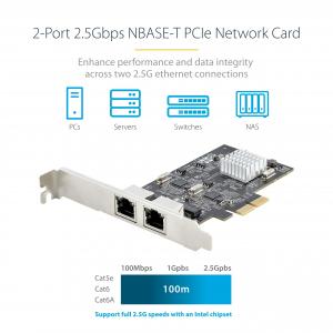 Startech PR22GI-NETWORK-CARD 2 Port 2.5g Pcie Network Card