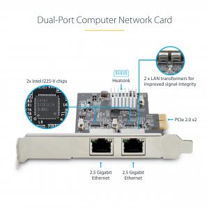 Startech PR22GI-NETWORK-CARD 2 Port 2.5g Pcie Network Card