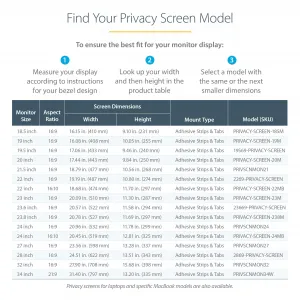 Startech 19569-PRIVACY-SCREEN 19.5-inch 16:9 Computer Monitor Privacy 