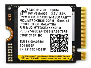 Crucial MTFDKBK512QFM-1BD1AABYYR Micron 512gb Nvme M.2 2230 Ssd - High