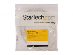 Startech N6PATCH3WH 3ft Cat6 Ethernet Cable - White Snagless Gigabit -