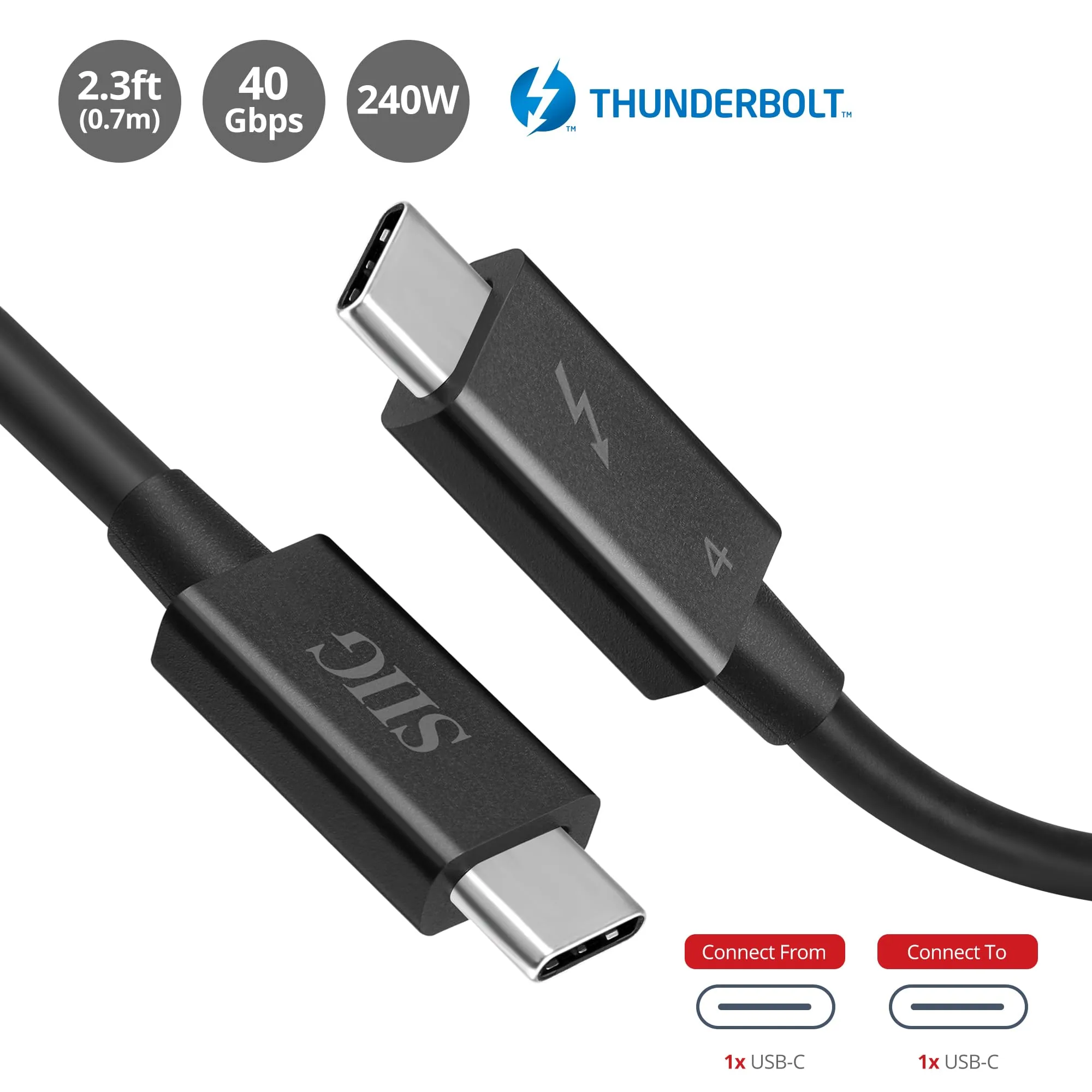 Siig CB-TB0211-S1 Thunderbolt 4 Usb-c Cable - 2.3ft High-speed Connect