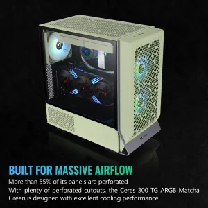 Thermaltake CA-1Y2-00MEWN-00 Ceres 300 Matcha Green E-atx Mid Tower Co