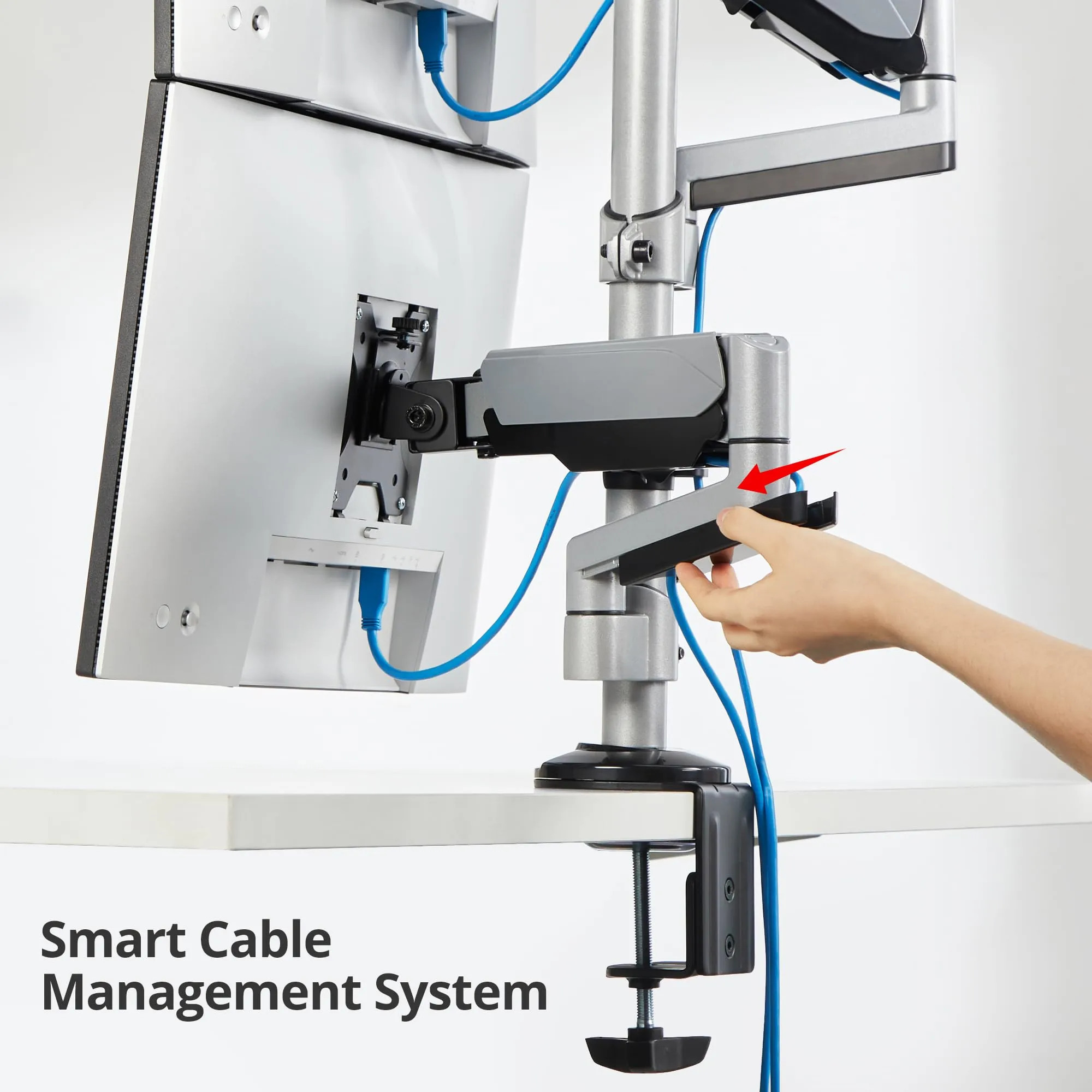 Siig CE-MT3R11-S1 Dual Stacked Monitor Arm Desk Mount For 17-32 Inch M