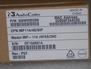 Audiocodes MP114/4S/SIP/CER Mediapack 114 Analog 4 Fxs Sip Certificati