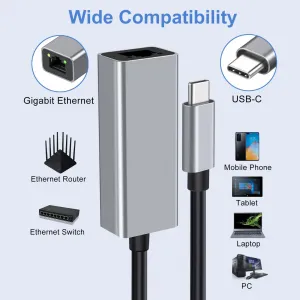 Adesso AUH-5000 Usb-c Ethernet Adapter - Compact  Fast Connectivity