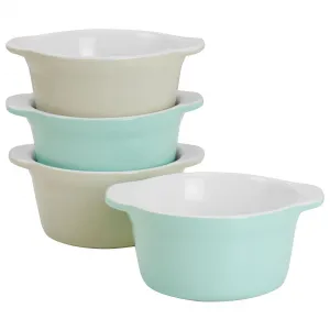 Martha 97376.04 4 Piece Stoneware 4in Ramekin Set In Blue And Grey