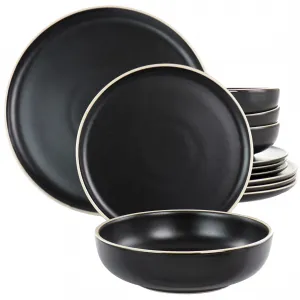 Gibson 135248.12 Elite Serenade 12-piece Dinnerware Set - Black