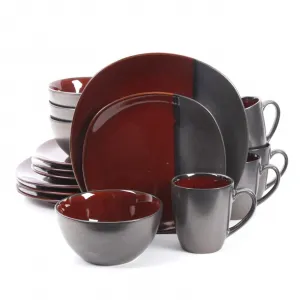 Gibson 105991.16 Volterra 16 Piece Soft Square Stoneware Dinnerware Se