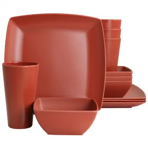 Gibson 134048.12 Home Grayson 12-piece Square Melamine Dinnerware Set