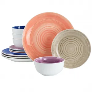 Gibson 129386.12 Home Color Vibes 12-piece Ceramic Dinnerware Set