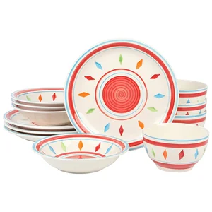 Gibson Gibson Home Heidy 12 Piece Colorful Dinnerware Set