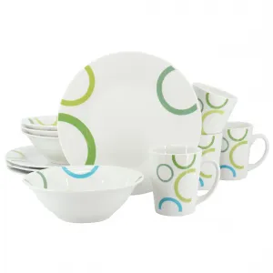 Gibson 142754.12 Home Green Loops 12-piece Ceramic Dinner Set