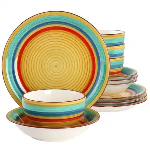 Gibson 136585.12 Home Rainbow Stoneware Dinnerware Set - 12 Pieces