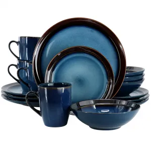 Gibson 142747.16 Elite 16 Piece Priya Stoneware Dinnerware Set - Blue