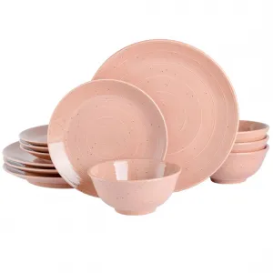 Gibson 97361.12R Elite Ramapo 12-piece Dinnerware Set, Soft Coral