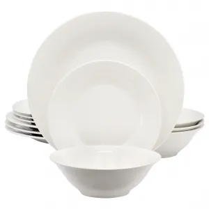 Gibson 118504.12R Home Everyday White Ceramic 12 Piece Dinnerware Set