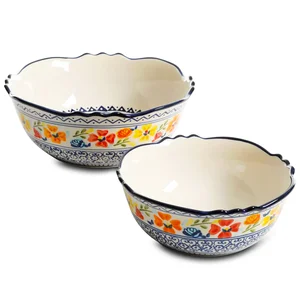 Gibson Gibson Home Luxembourg 2-Piece Hand Painted Bowl Set