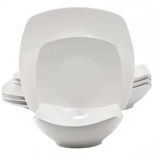 Gibson 118505.12R Home Everyday 12 Piece Square Dinnerware Set - White