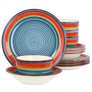 Gibson 136939.12R Home 12 Piece Colorful Stoneware Dinnerware Set