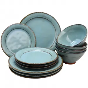 Gibson 116888.12 Elite Terranea 12 Piece Teal Dinnerware Set