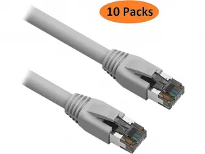 Nippon 60CAT8-3-24GY-10P Cat 8 Ethernet Cable - 3 Ft, 10 Pack