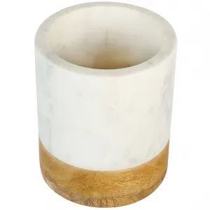 Laurie 124652.01 Elegant 6.5 Inch Marble And Mango Wood Utensil Holder