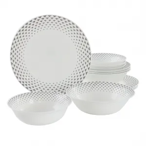 Gibson 138949.12 Cane Peak 12-piece Opal Glass Dinnerware Set