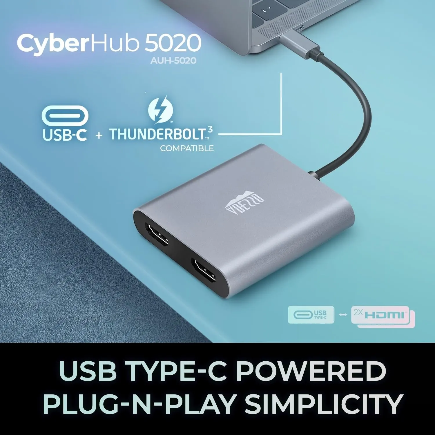 Adesso AUH-5020 Dual 4k Usb-c To Hdmi Adapter With Audio Pass-through