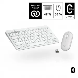 Logitech 920-012198 Pebble 2 Wireless Keyboard And Mouse Combo - White