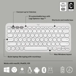 Logitech 920-012198 Pebble 2 Wireless Keyboard And Mouse Combo - White