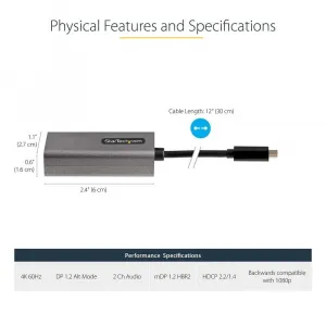 Startech CDP2MDPEC 12in Usb C To Mini Displayport