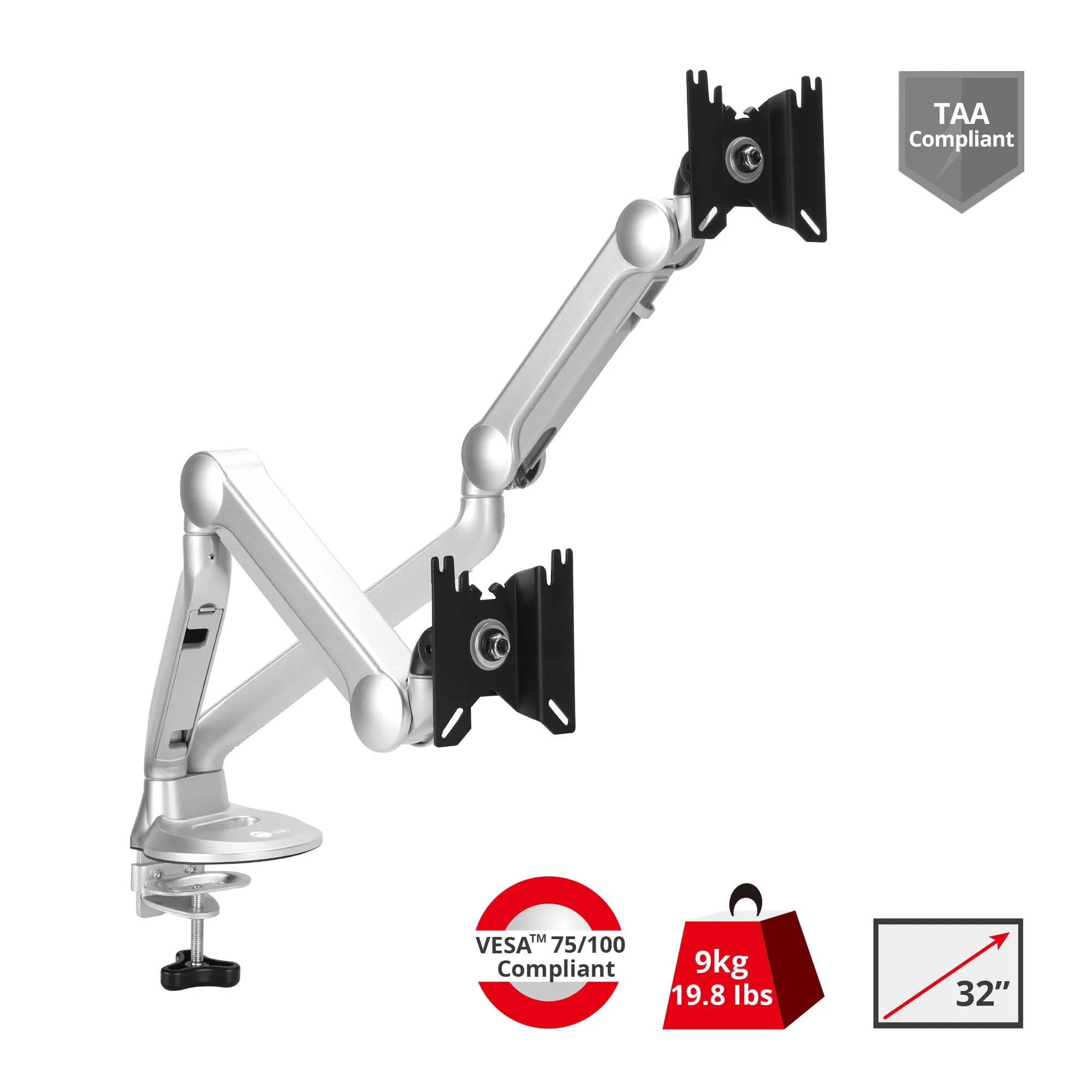 Siig CE-MT3X11-S1 Mtpro Dual Monitor Gas Spring Desk Mount Arm