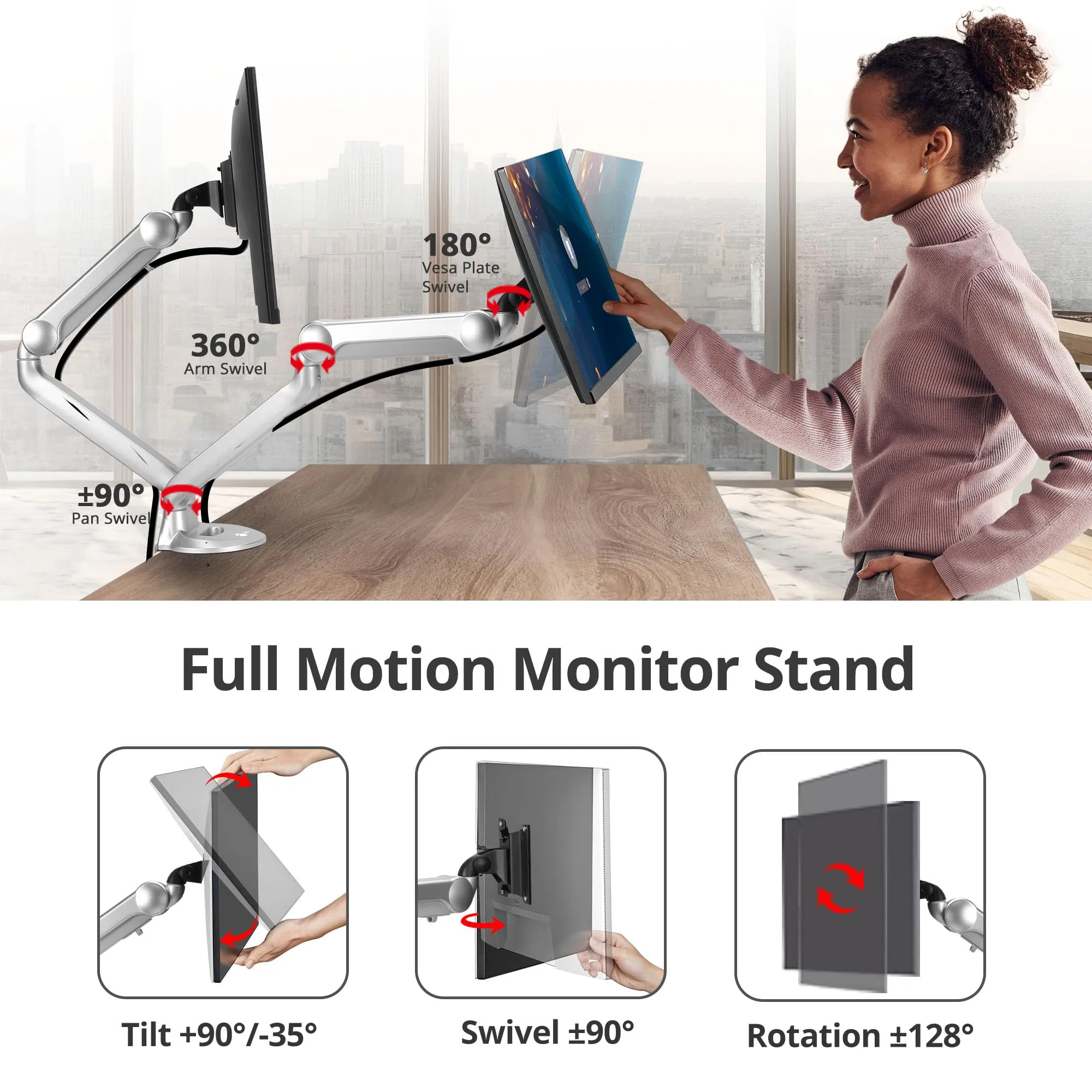 Siig CE-MT3X11-S1 Mtpro Dual Monitor Gas Spring Desk Mount Arm